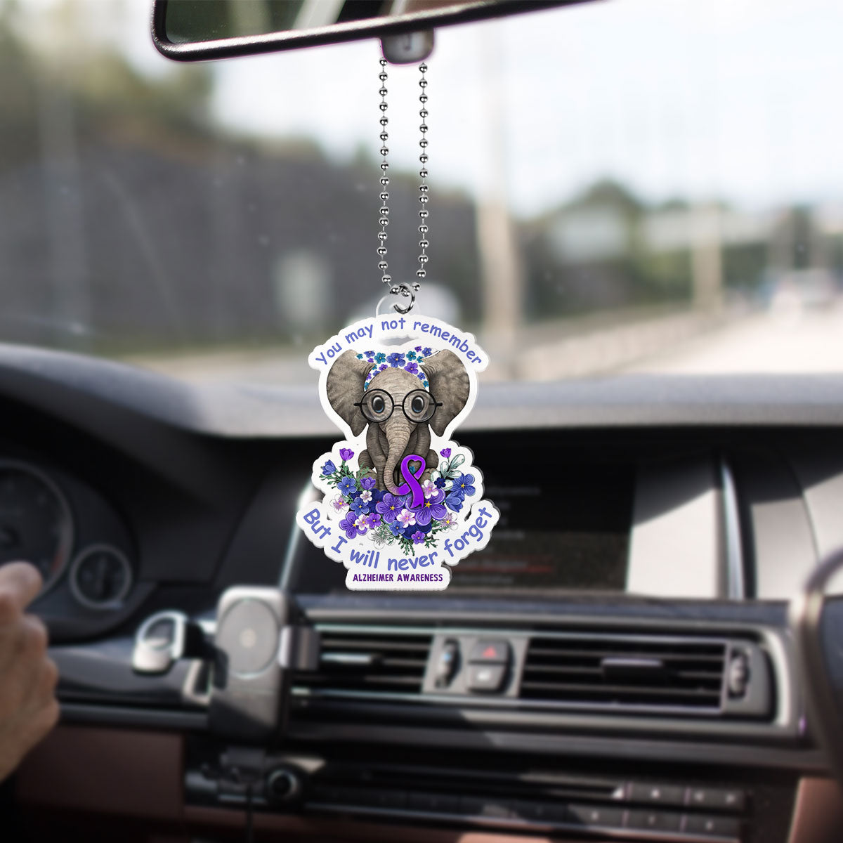 Awareness Elephant Car Ornament Set Qa