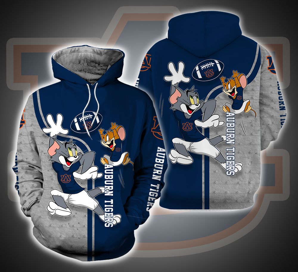 Auburn Tigers Ft. Tom and Jerry 3D Printed Hoodie