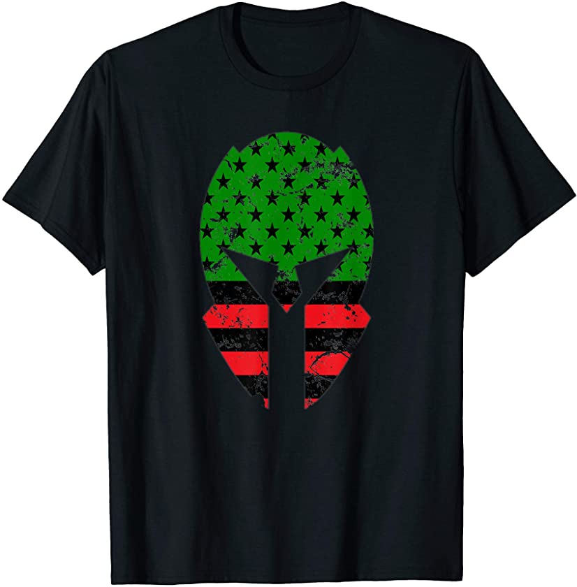 Spartan Helmet Pan African American Flag Juneteenth UNIA USA T-Shirt