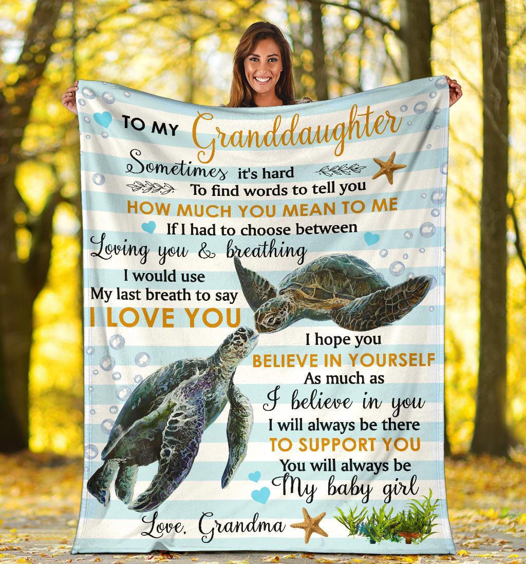 To My Granddaughter, Turtle Fleece Blanket