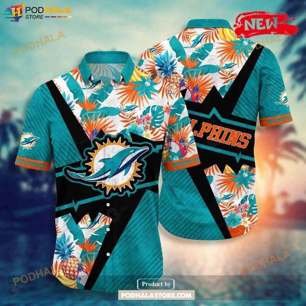 Iami Dolphins Nfl Flower Mix Black Summer Football Hawaiian Shirt