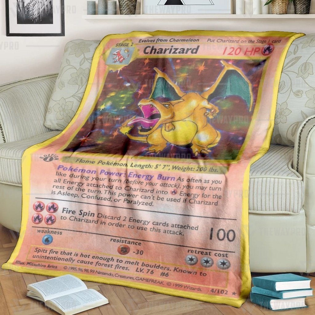 Pokemon Blanket Charizard Card Blanket - Redditprint Store