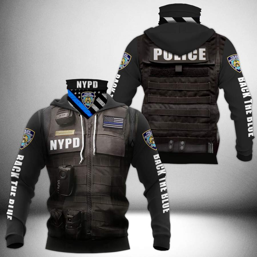 New York City Police Department NYPD NY State Hoodie With Neck Gaiter | 3D Full Printing Hoodie Mask