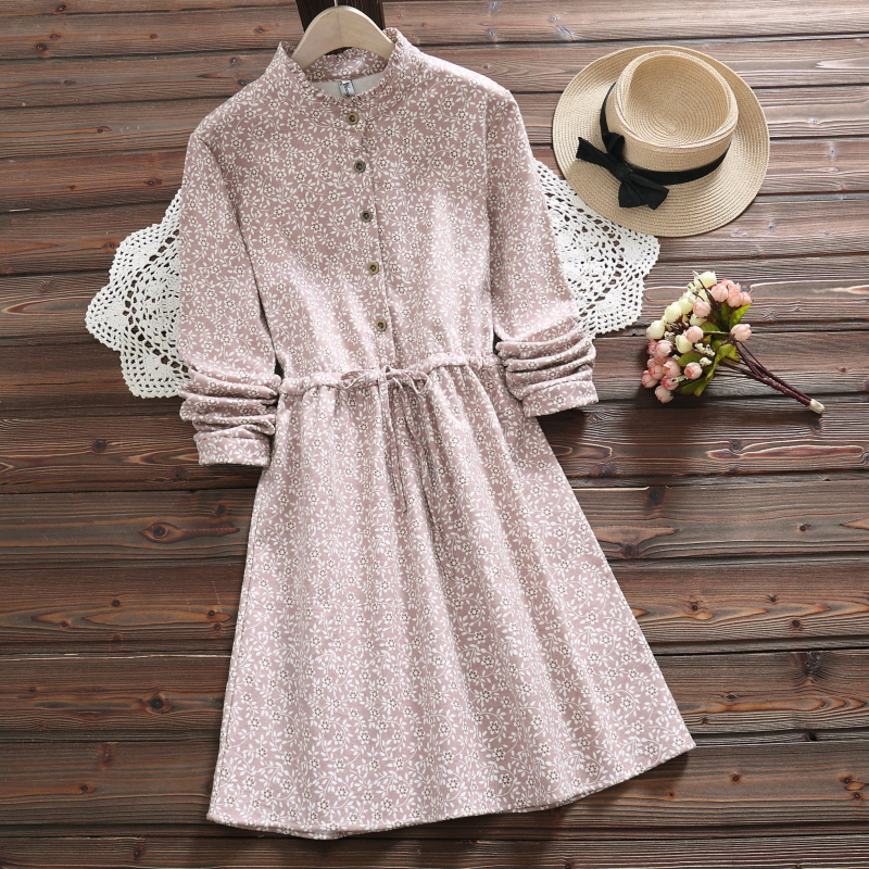 Autumn winter floral print dress new style warm soft thick long sleeve vintage dress for women vestidos invierno 2018 alx