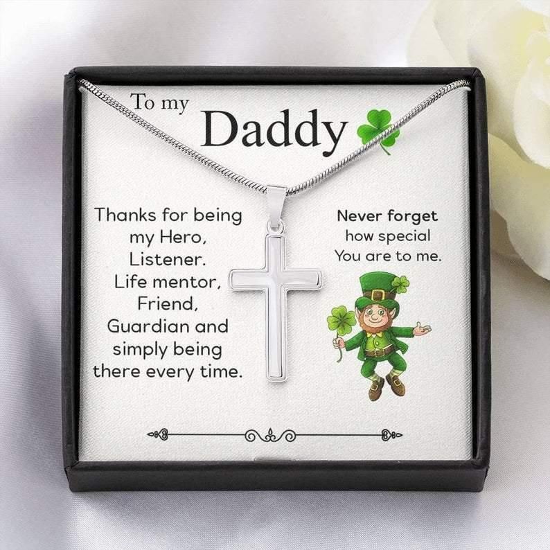 Artisan Crafted Cross Necklace, Patrick'S Day For Dad, Patty'S Day Gift For Daddy, Lucky St Patty Day, To My Daddy Cross Necklace, Daddy Gift, Father'S Day Gift