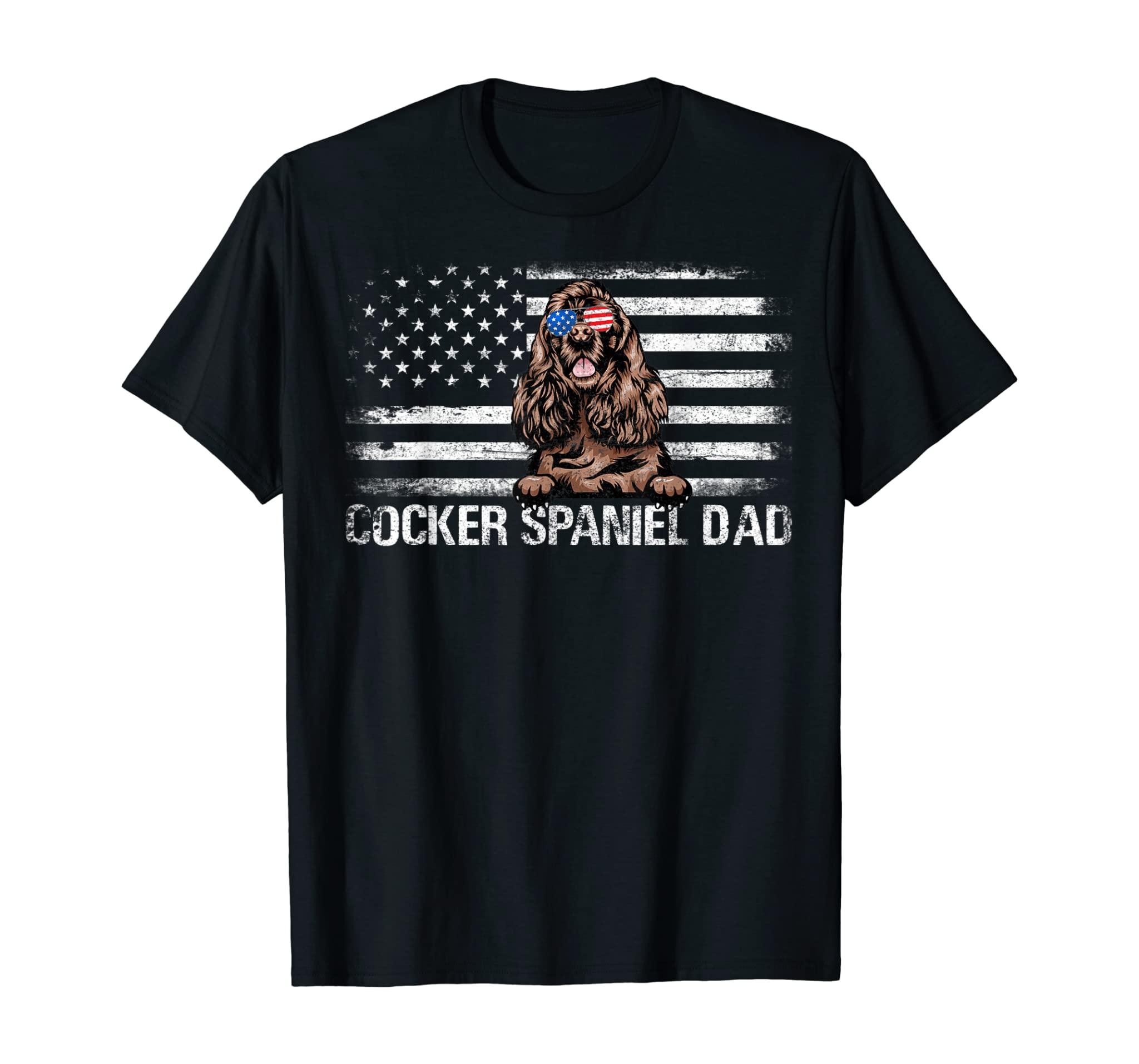 Cocker Spaniel Dad American Flag 4Th Of July Patriotic Gift T-Shirt