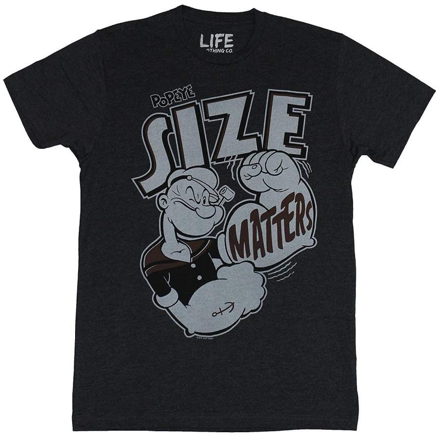 Popeye Mens T-Shirt – Size Matters Popeye Making Muscle