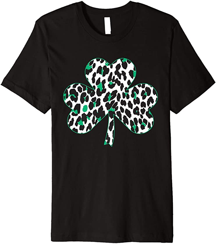 Cute Animal Shamrock Leopard Print St Patricks Day Design Premium T-Shirt