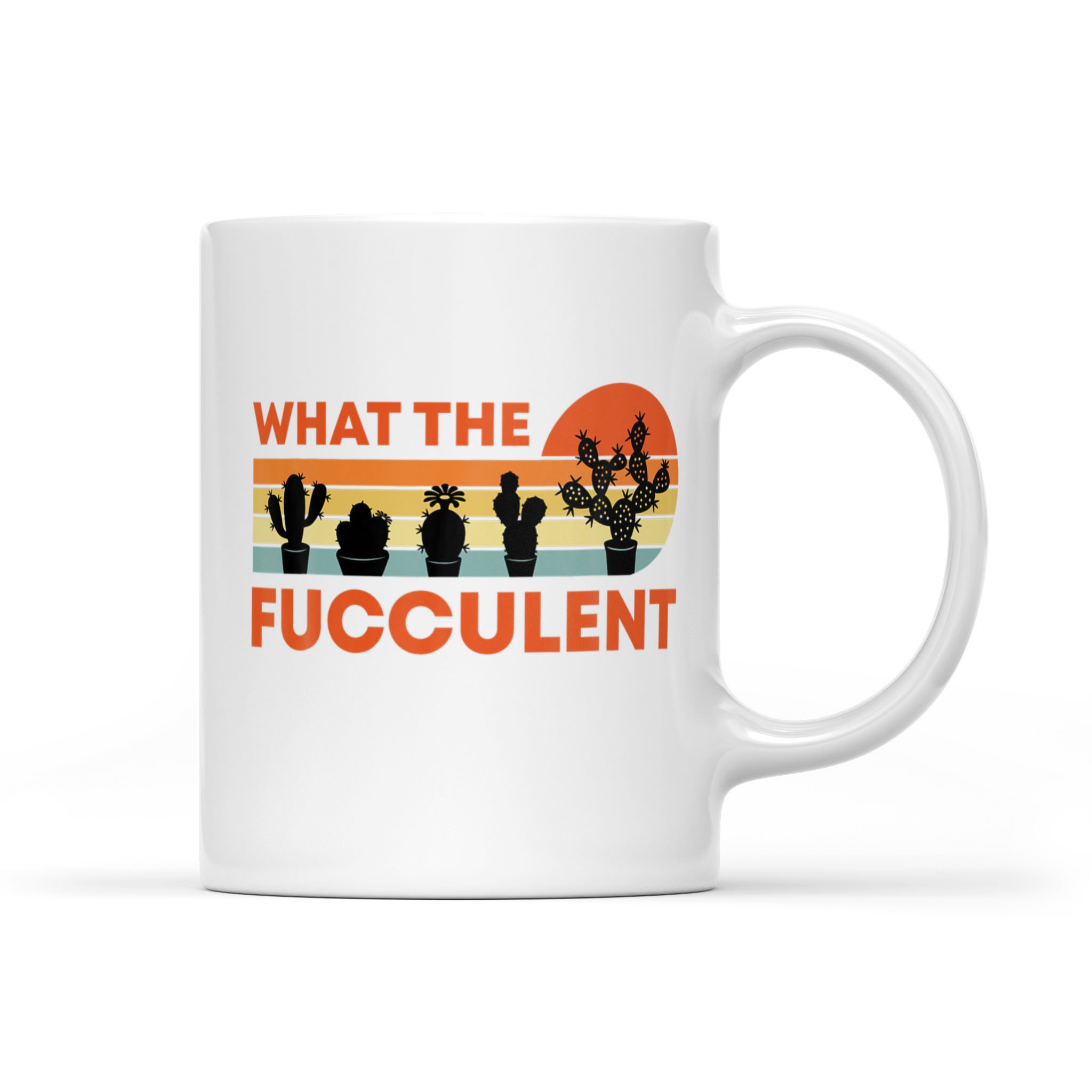 What The Fucculent Retro Vintage Cactus Succulent – White Mug