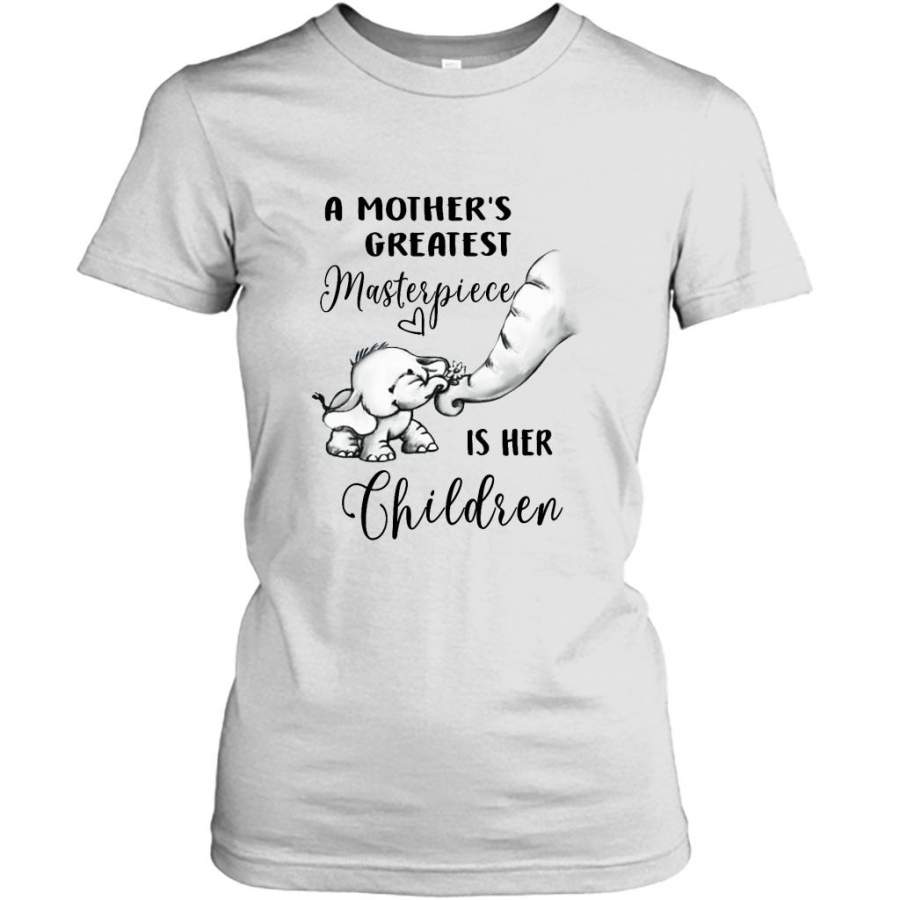 A Mother Greatest Masterpiece Is Her Children, Elephant Mother’s Day Gift – Gildan Women Shirt