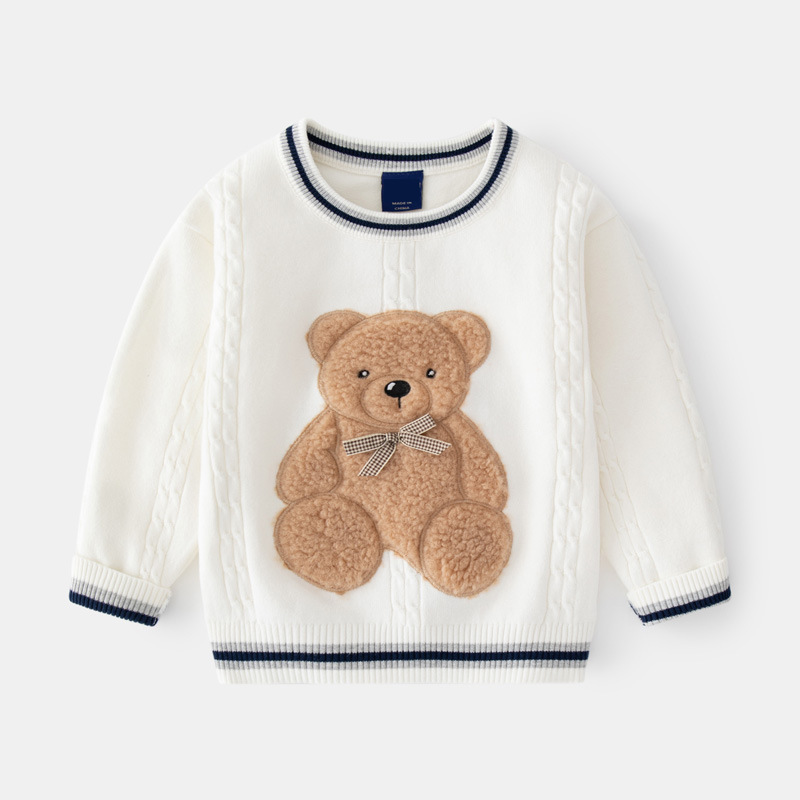 2-8T Toddler Kid Baby Boys Girls Sweater Autumn Winter Clothes Warm Infant Sweater Bear Print Cute Sweet Knit Pullover Knitwear alx