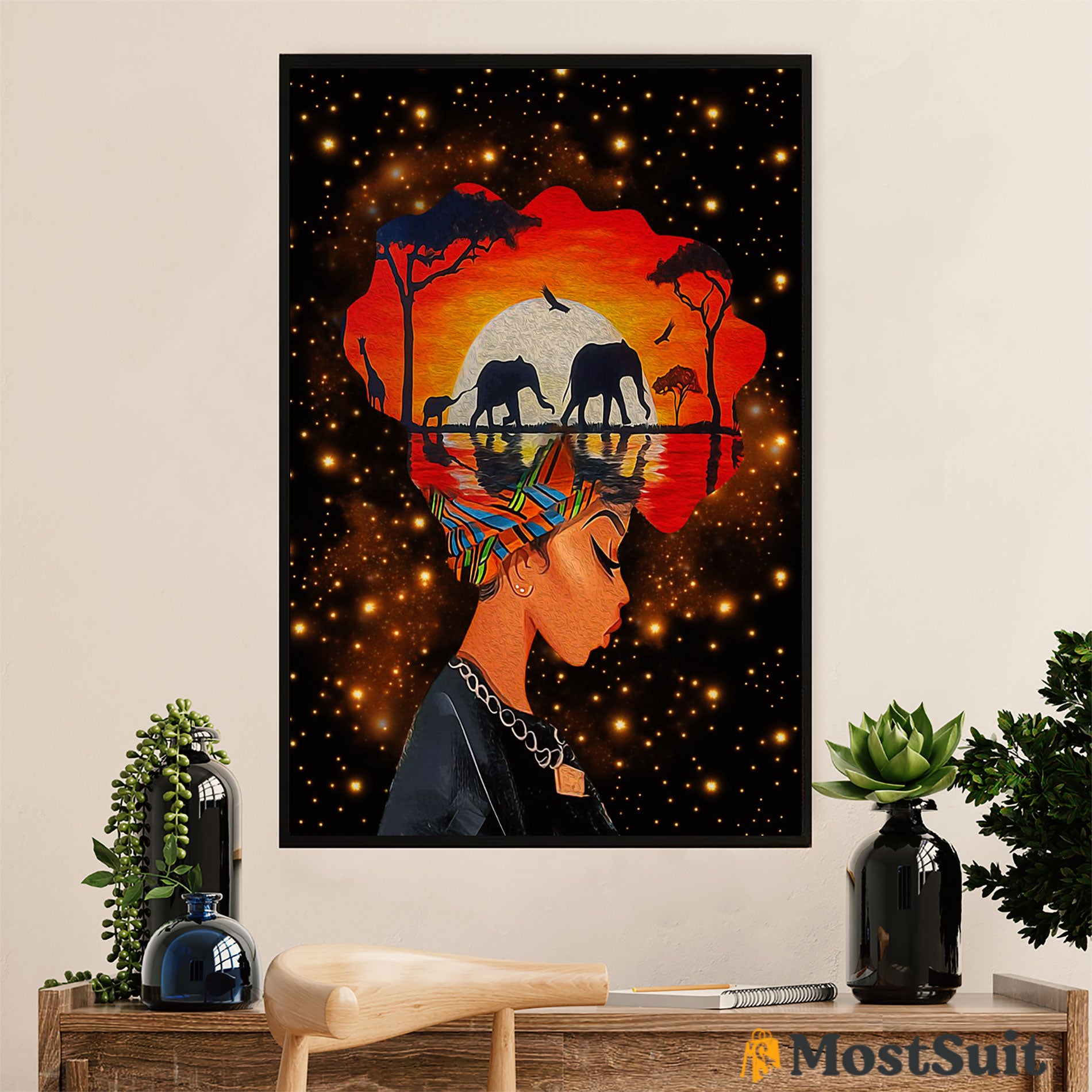 African American Afro Poster | Gift For Black Girl | Juneteenth Day Room Wall Art – Black Girl Nature