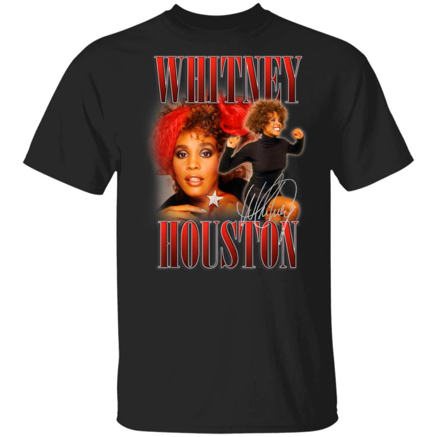 Whitney Houston Official 90s Red Retro Homage TShirt