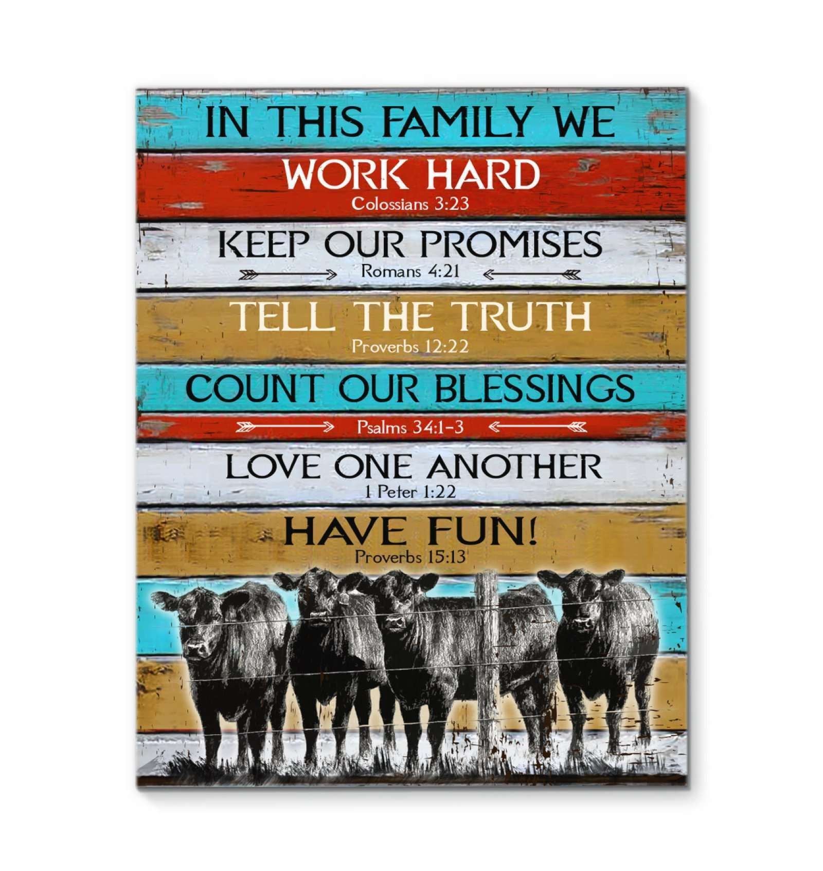 Canvas – Cow – In This Family We Gift For Family, Wall Art Decor, Canvas Print, Home Decor