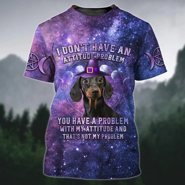 Funny Halloween Dog Shirt, That Isn’T Dachshund Problem T Shirt, Purple Dog On Halloween Tshirt