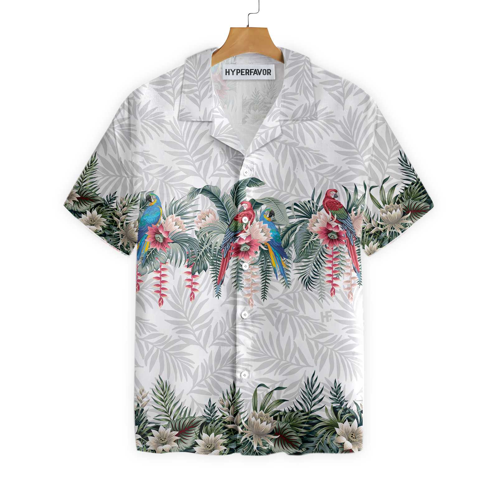 Vintage Botanical Lotus And Macaw Parrot Hawaii Shirt Ha65191