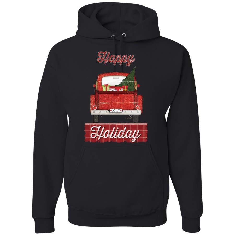 Happy Holiday Jolly Red Pick Up Christmas Unisex Graphic Hoodie Sweatshirt