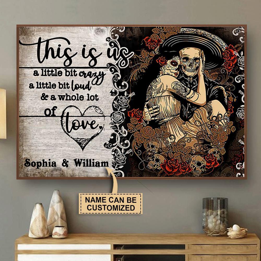 Aeticon Gifts Personalized Skeleton Mexican A Little Bit Canvas Mom Dad Gift Home Decor