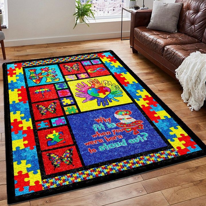 Autism Mom Area Rug, Autism Lips Rug, Autism Printing Floor Mat Carpet, Autism Awareness Area Rug, Autism Rug, Gifts For Autism