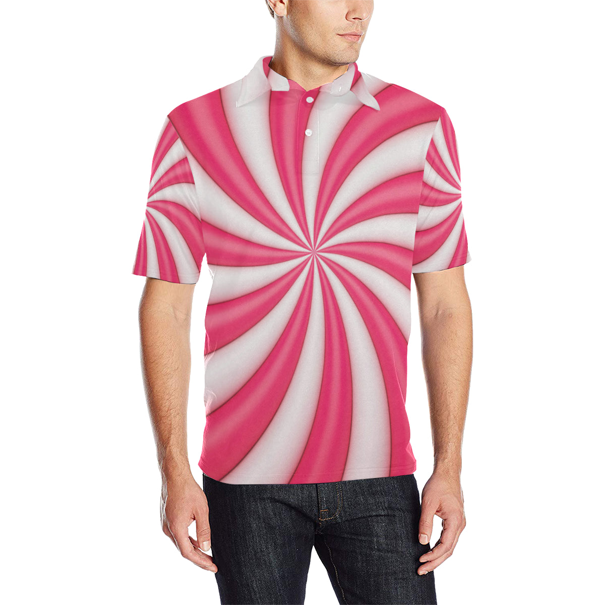 Vortex Twist Swirl Candy Print Men Polo Shirt