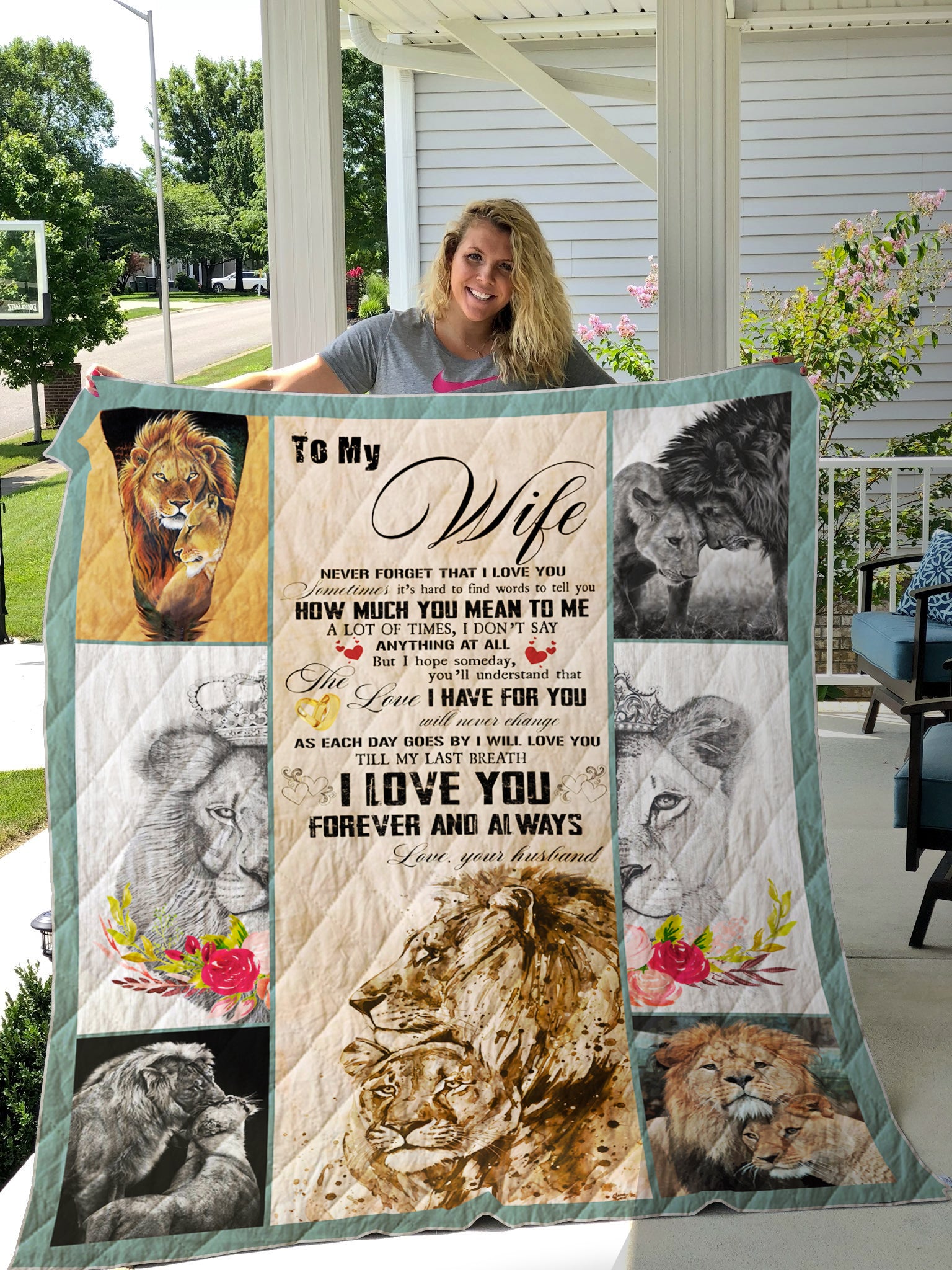 Skitongifts Blanket For Sofa Throws, Bed Throws Blanket-Lion To My Wife Never Forget That I Love You How Much You Mean To Me I’Ll Love You Till My Last Breath Love You Love Your Husband-Vt1305