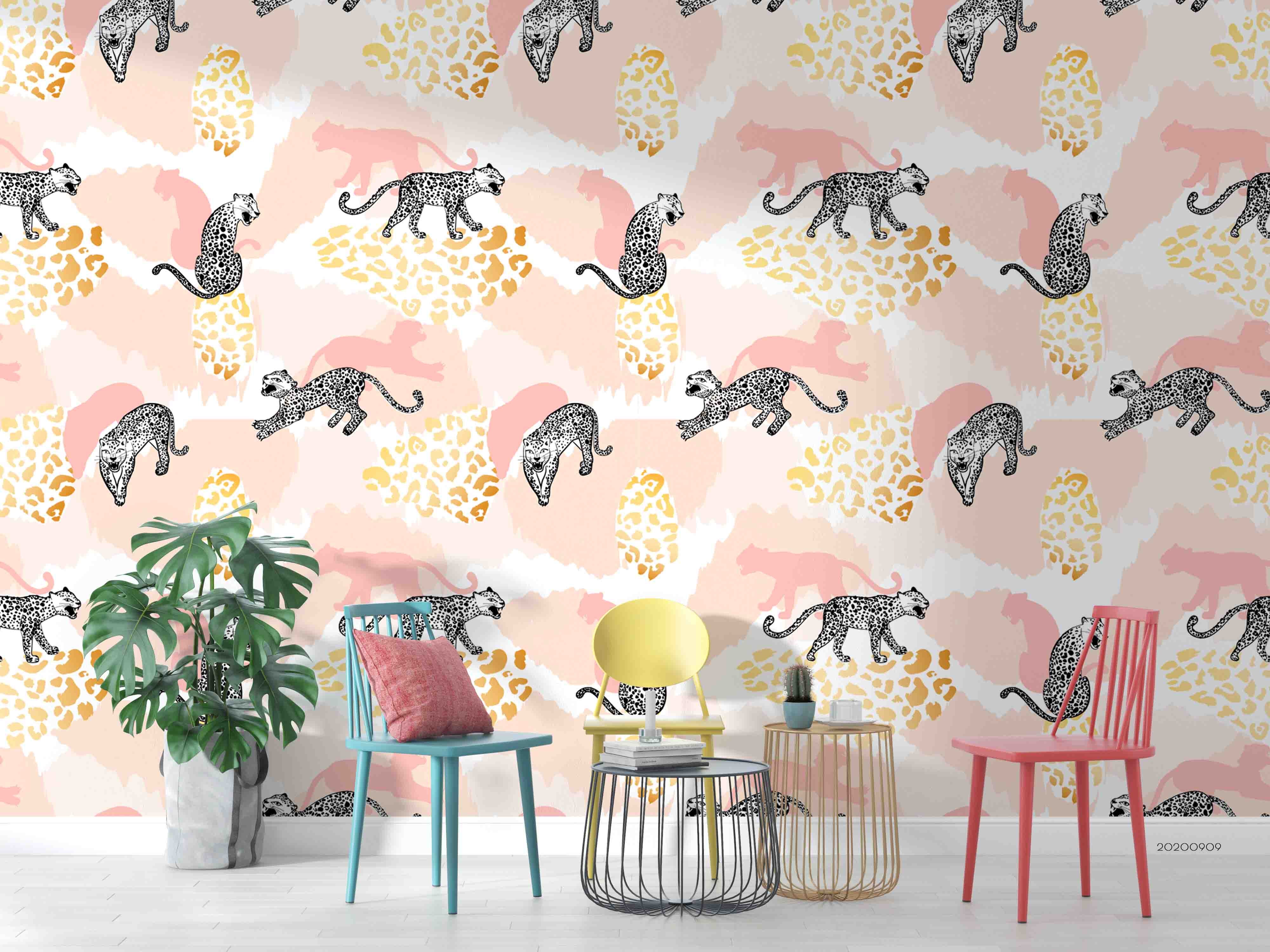 3D Leopard Pattern Animal Pink Wall Mural Wallpaper Lxl 319