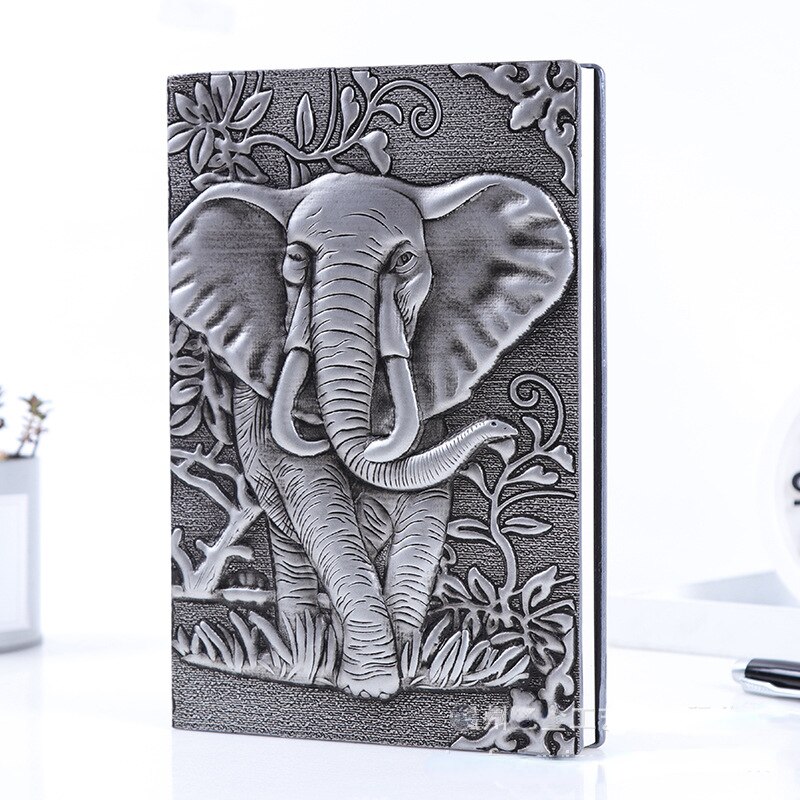 Embossed Copper Elephant Notepad Vintage Notebook Notepad Pu Travel Souvenir Office Decoration Desk Decor A5 A6 alx