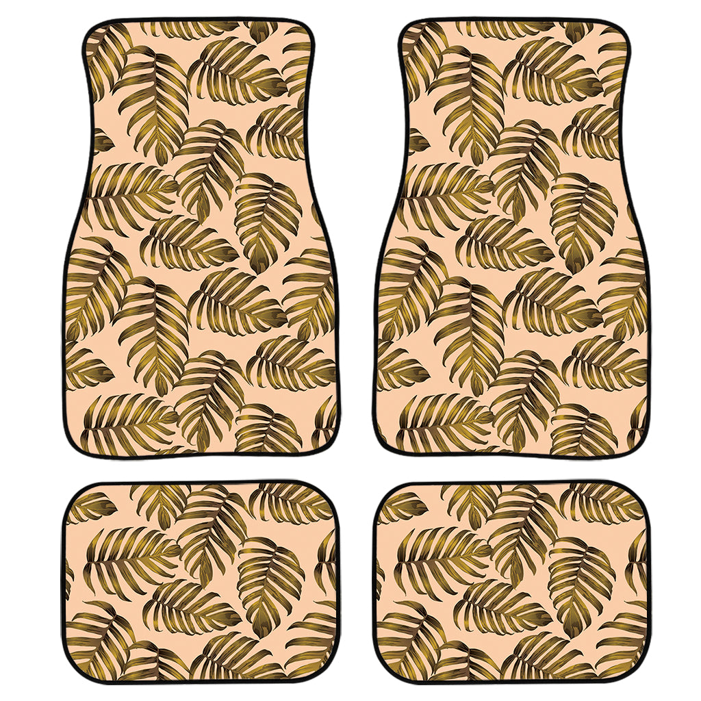 Yellow Monstera Leaves Pattern Print Front And Back Car Floor Mats, Front Car Mat