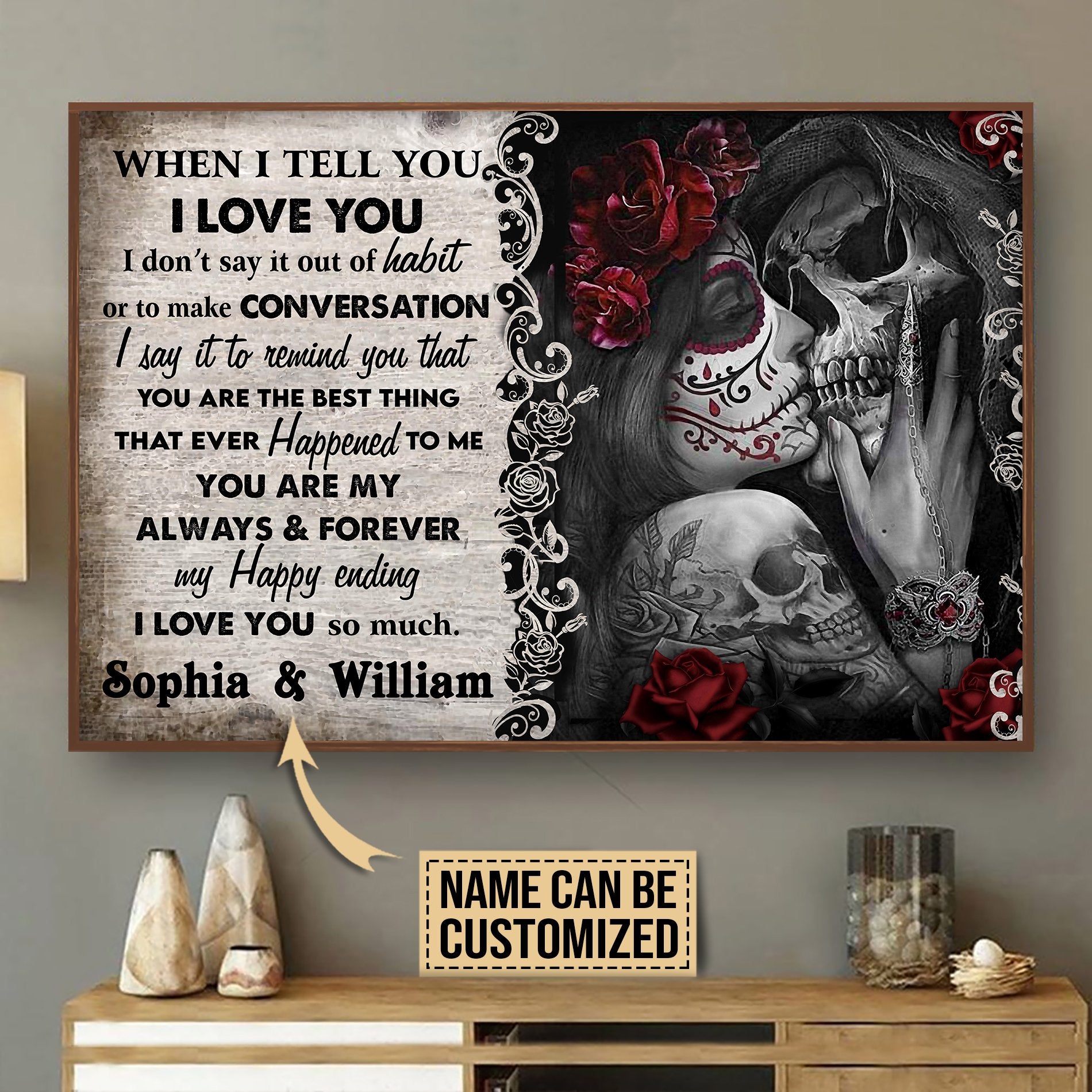 Aeticon Gifts Personalized Skeleton When I Tell You Canvas Mom Dad Gift Home Decor