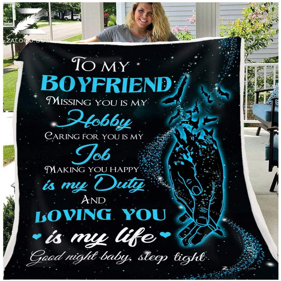 Zalooo – Custom Fleece Blanket – To My Boyfriend – Valentine Gift – Loving you is my life