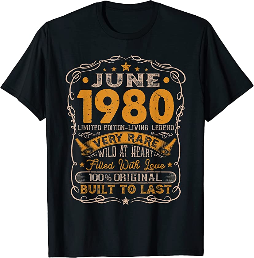 Vintage June 1980 Distressed 41 Years Old 41st Birthday T-Shirt