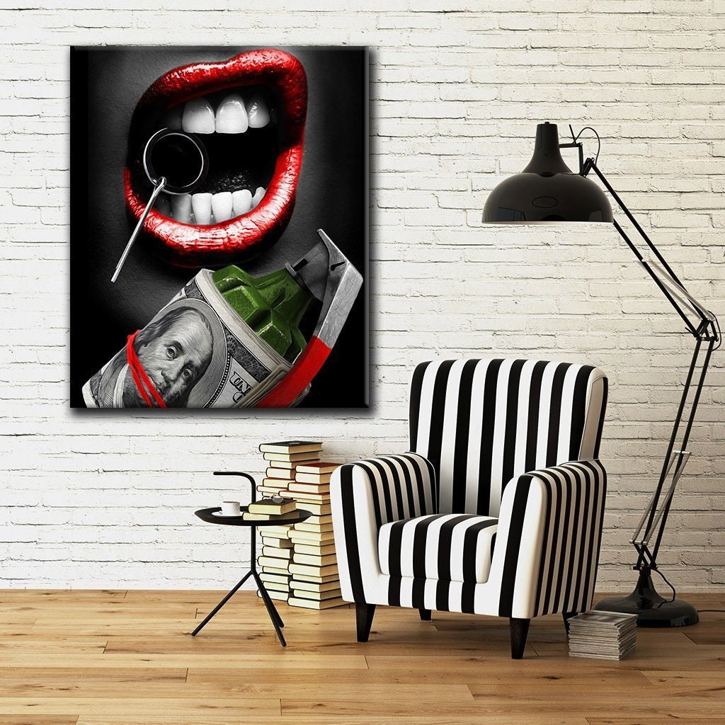 Blowing Money Canvas Wall Art Birthday Christmas Housewarming Gift Ready To Hang Home Decor