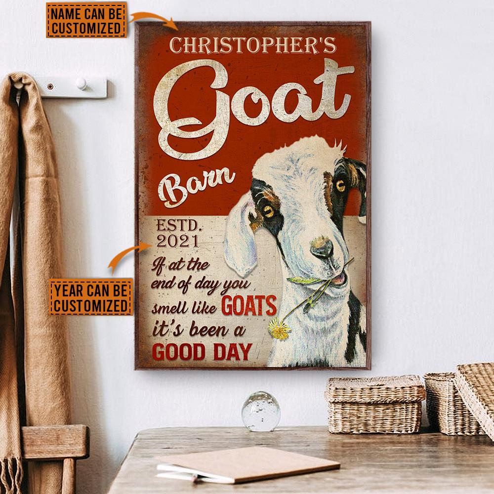 Aeticon Gifts Personalized Goat Barn Good Day Canvas Mom Dad Gift Home Decor