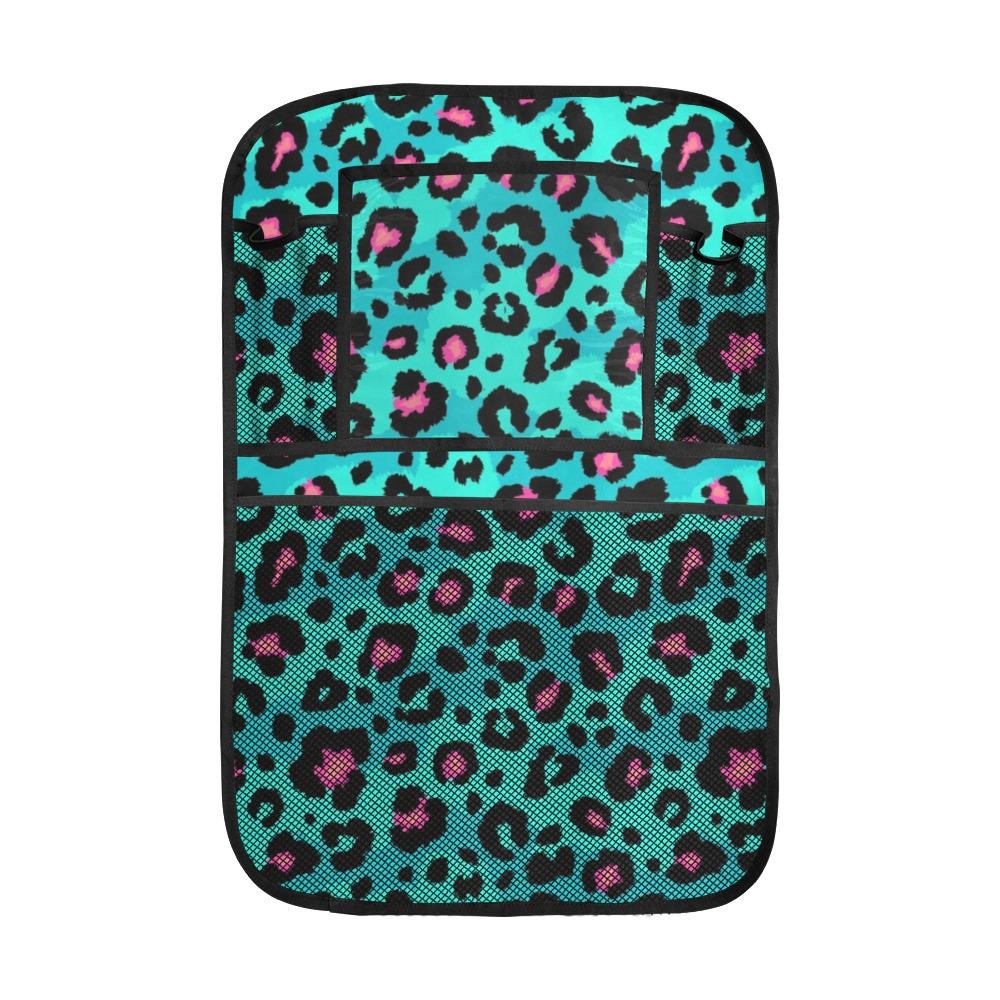 Green Leopard Skin Print Pattern Car Seat Back Organizer