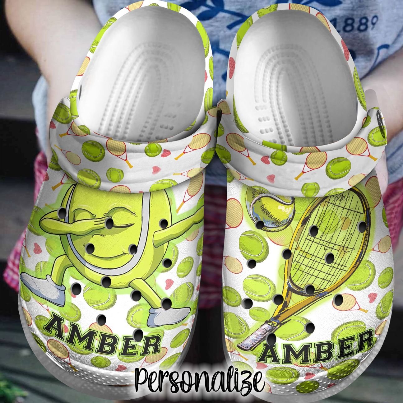 Tennis Personalized Clog, Custom Name, Text, Color, Number Fashion Style For Women, Men, Kid, Print 3D Tennis Dab