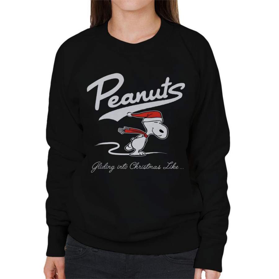 Peanuts Snoopy Gliding Into Christmas Like Women’s Sweatshirt