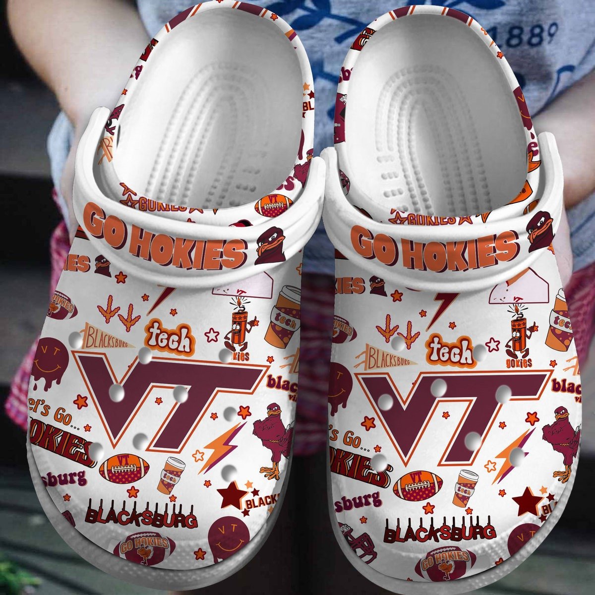 Virginia Tech Hokies NCAA Sport Crocss Clogs Crocband Shoes Comfortable For Men Women and Kids