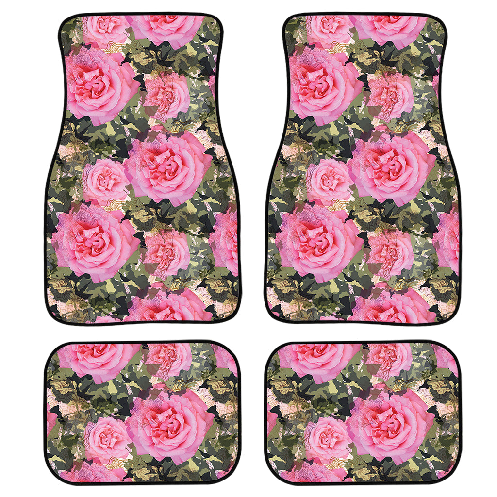 Military Camouflage Flower Pattern Print Front And Back Car Floor Mats, Front Car Mat