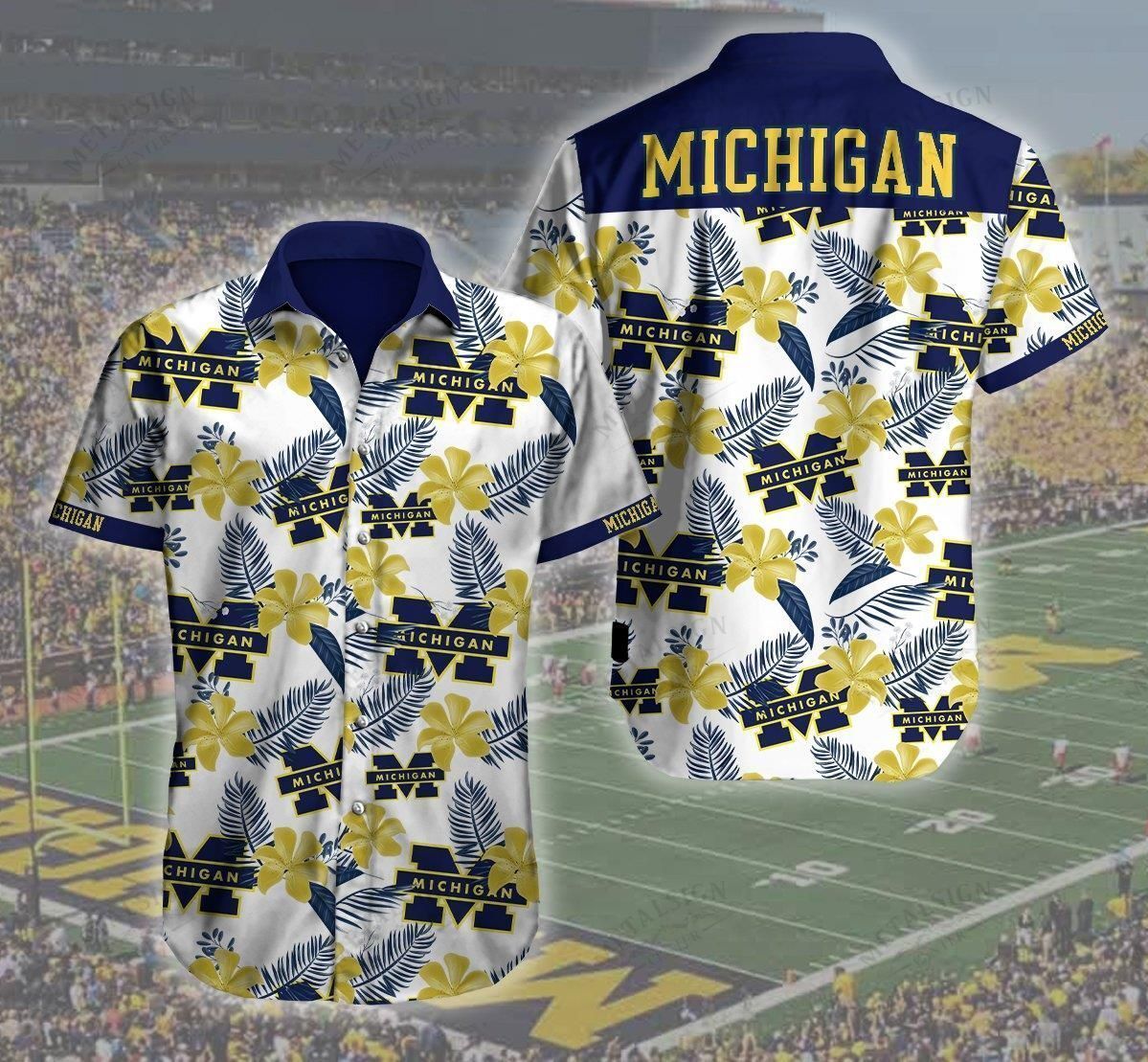 Michigan Wolverines Football Logo Hawaiian Shirt Ha75492