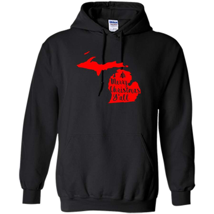 Merry Christmas Y’all Michigan Lover – Gildan Heavy Blend Hoodie