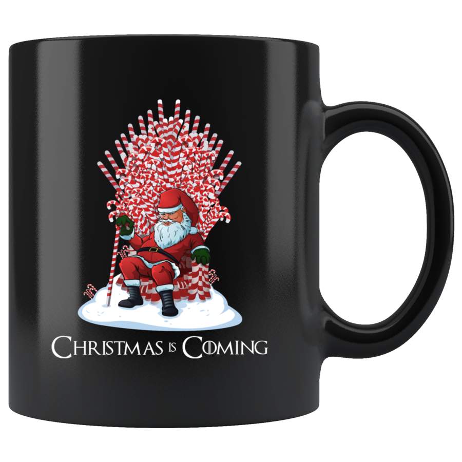 Christmas Is Coming Santa Claus Candy Cane Throne Mug Cup Coffee