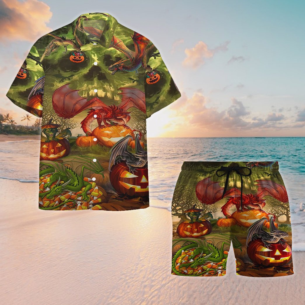 Spooky Dragon Halloween Custom Hawaiian Shirt