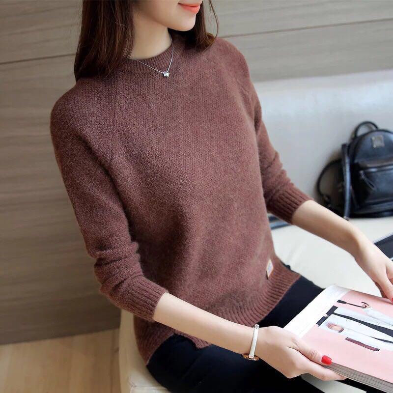 Autumn Winter Women Knitted Sweater Korean Loose Bottoming Shirt Long Sleeve Thick Warm Soft Crew Neck Pullover Jumper Sweater alx