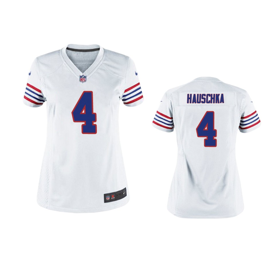 Buffalo Bills Steven Hauschka White Throwback Game Jersey – Women