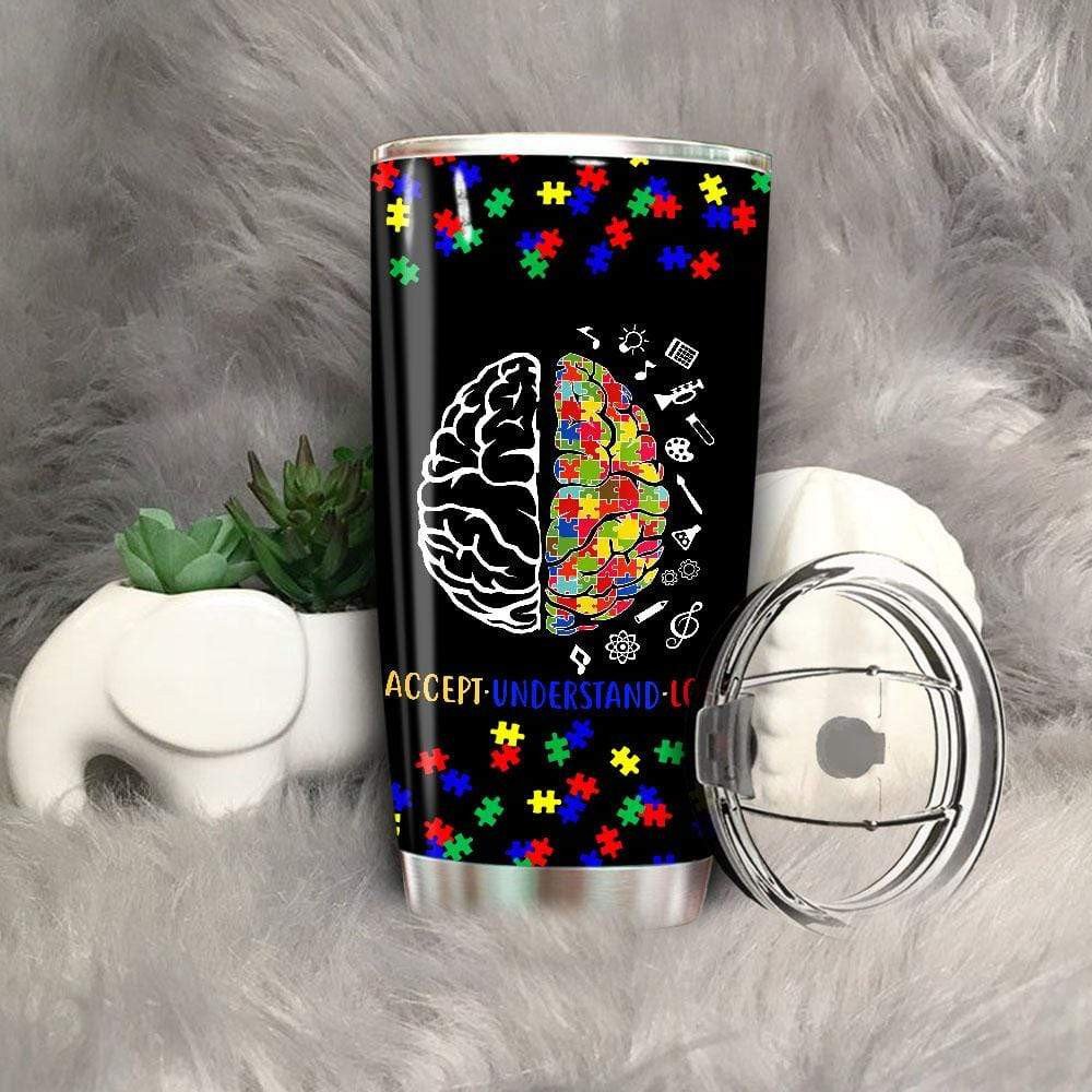 Autism Tumbler Cup 20 Oz Accept Understand Love Tumbler