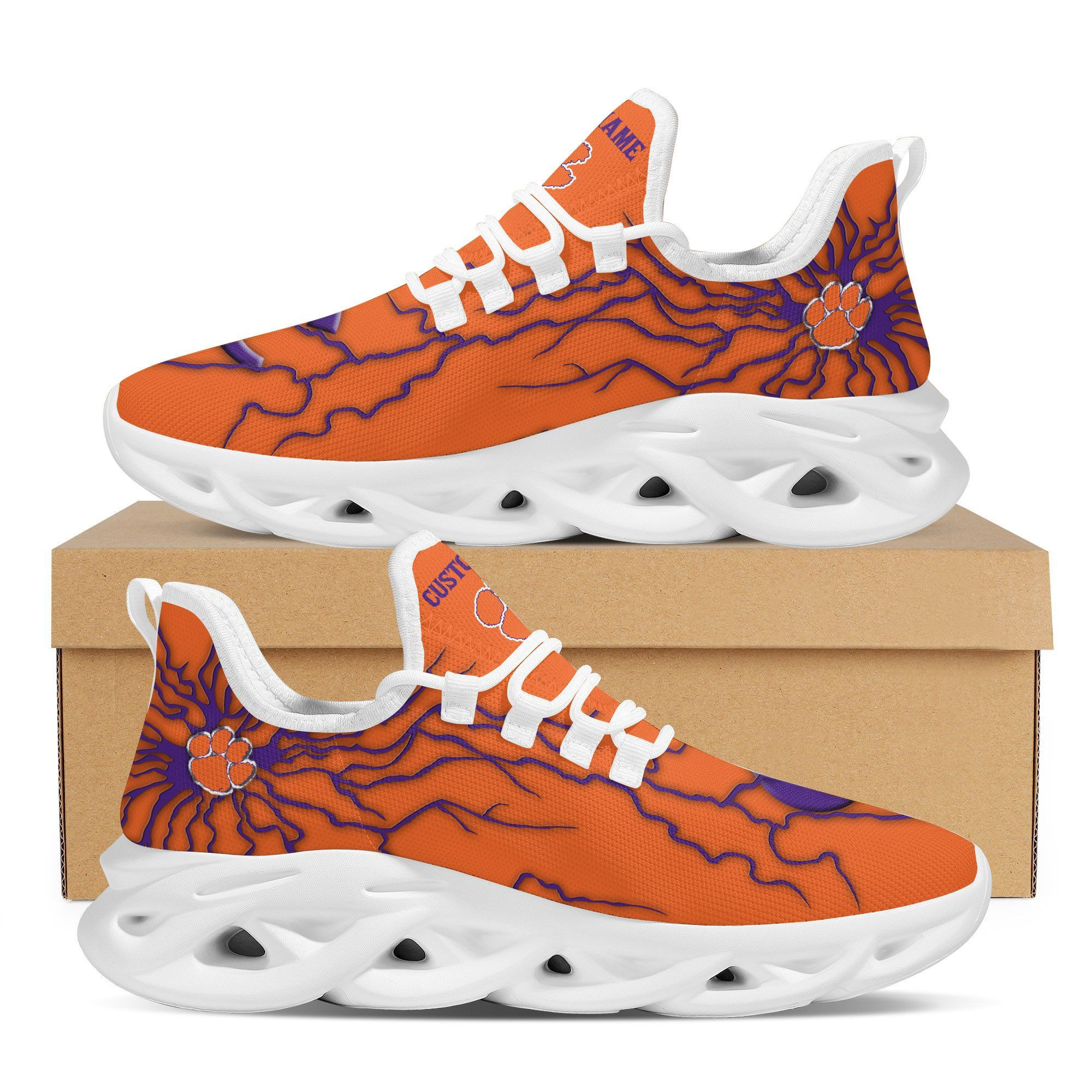 Clemson Tigers Custom Name Stylish Graffiti Personality Max Soul Shoes  Clemson University