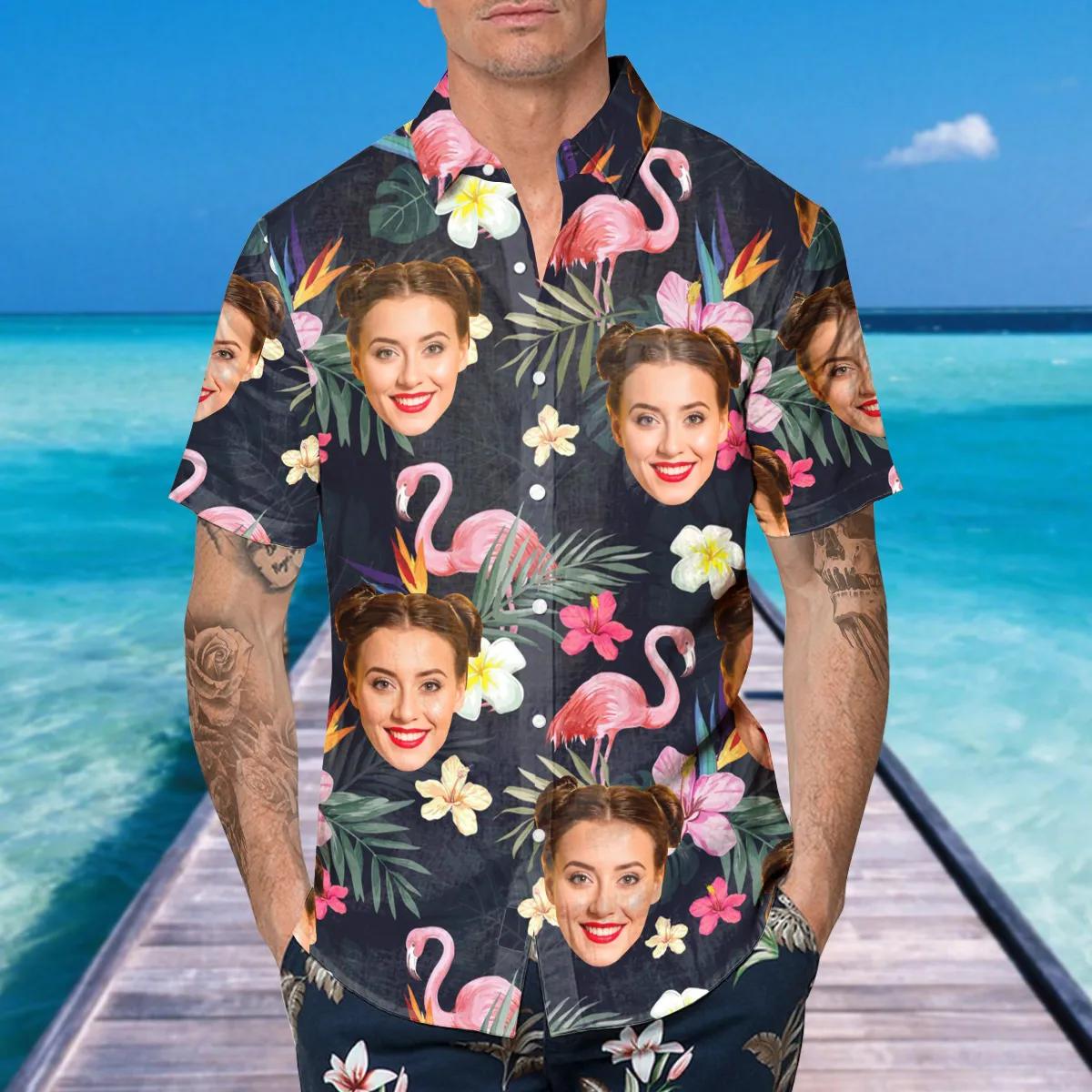Pattern Floral Flamingo Pattern Custom Hawaiian Shirt, Personalized Hawaiian Shirts