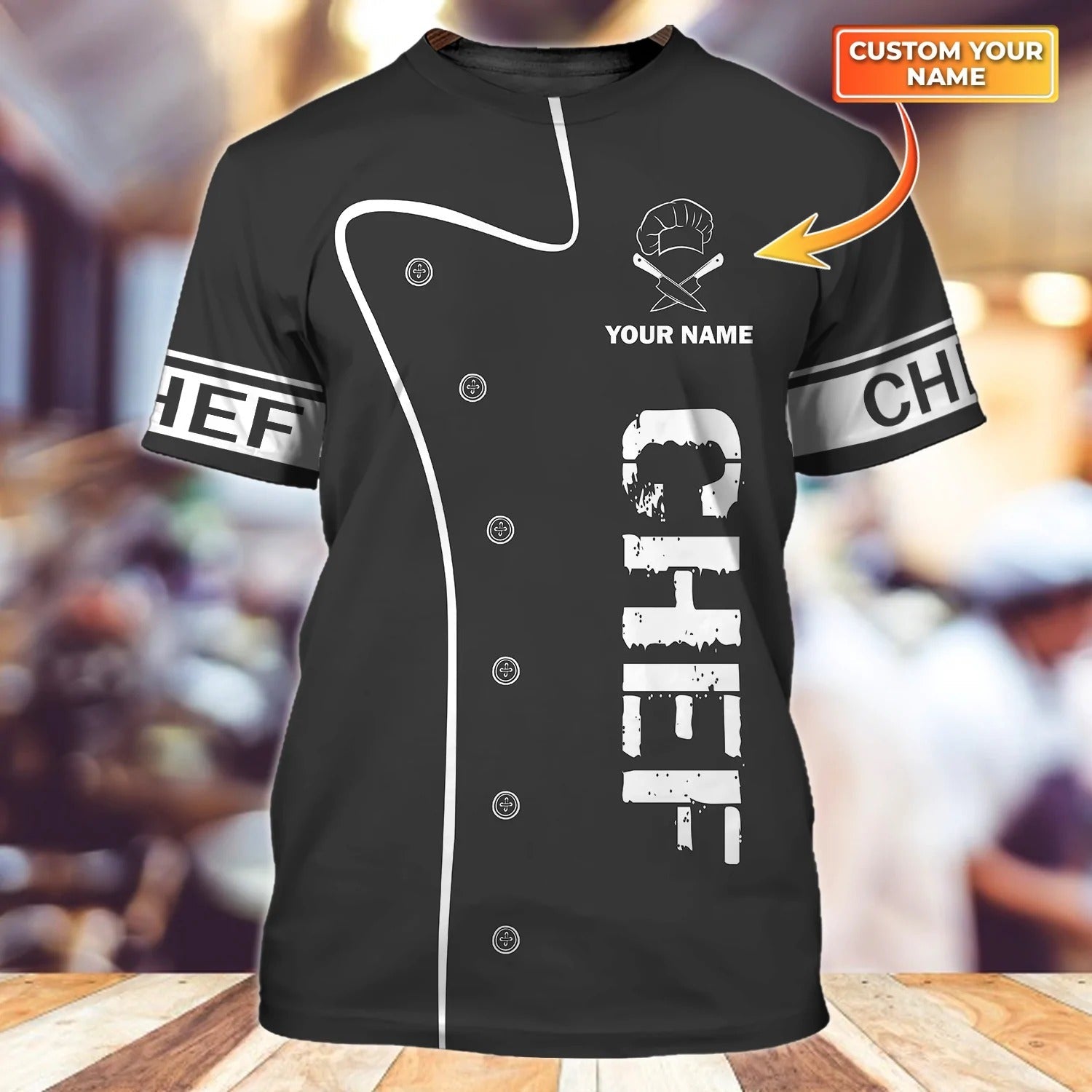 Customized With Name 3D Chef Shirt, Black T Shirt For A Master Chef, Unisex 3D Chef Shirt, Gift Fir Chef