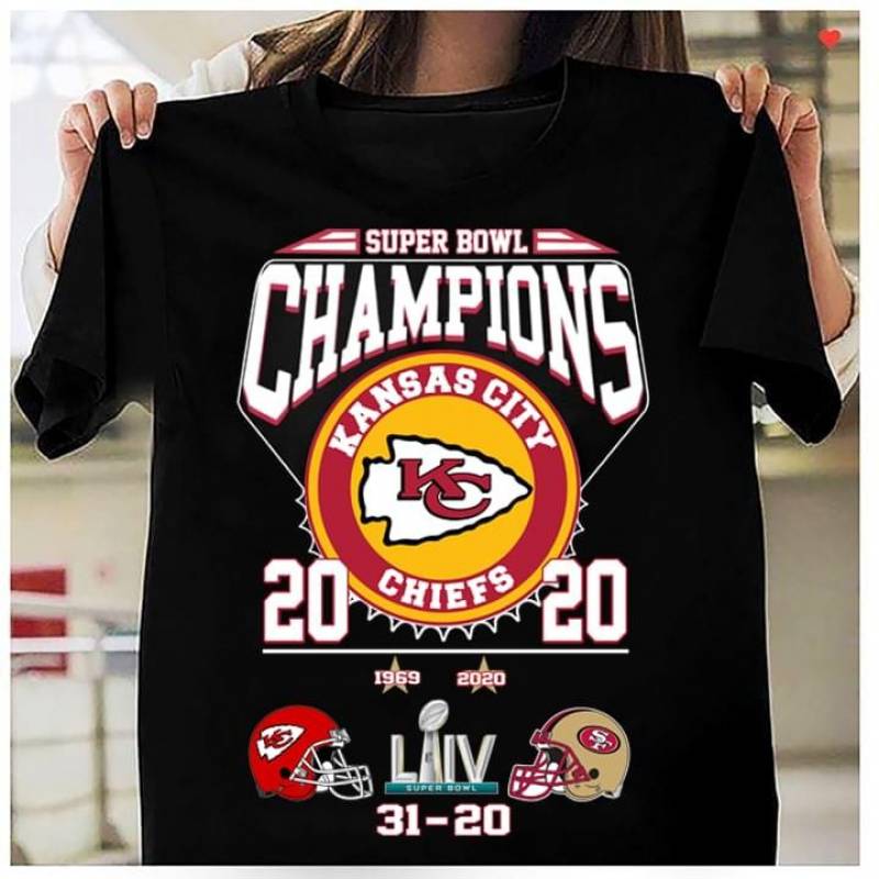 Super Bowl Liv Champions Chiefs 2020 Quotes And Beautiful Imagine Art Print Sticker Logo Of Kansas City Chiefs Rugby Team Black Men And Women T Shirt S-5Xl