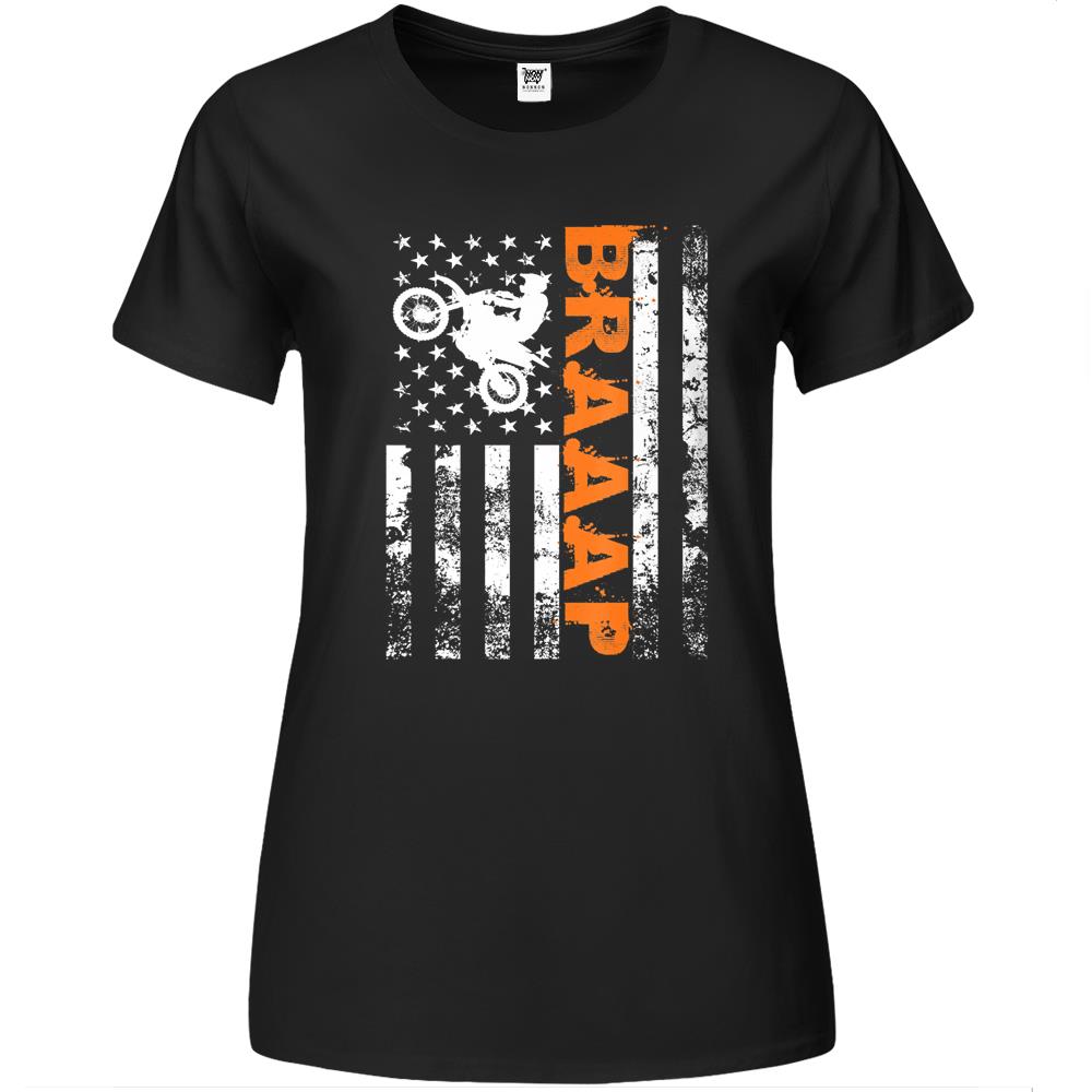 Braaap Vintage Usa American Flag Tee Premium Womens Tshirts